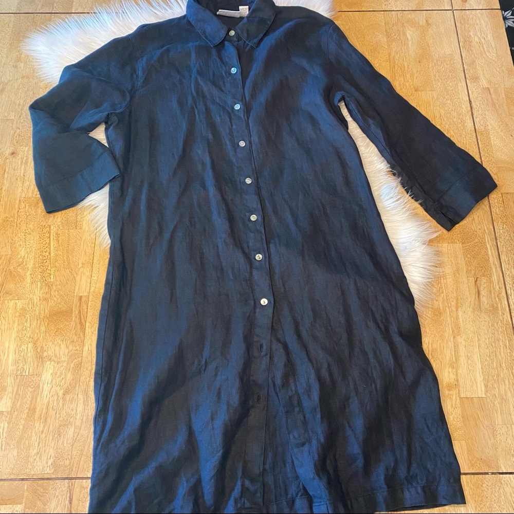 Chico's Button-Front Linen Shirt Dress